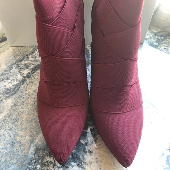 High Heel Bootie Maroon Bandage Design - Picture 2 of 8